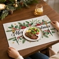 thumbnail image 5 of 2026 Christmas Home Party Decoration Merry Christmas Floral Linen Placemats Waterproof Heat Table Mats Holiday Dining Table Decor Christmas Celebration Party Supplies, 5 of 7