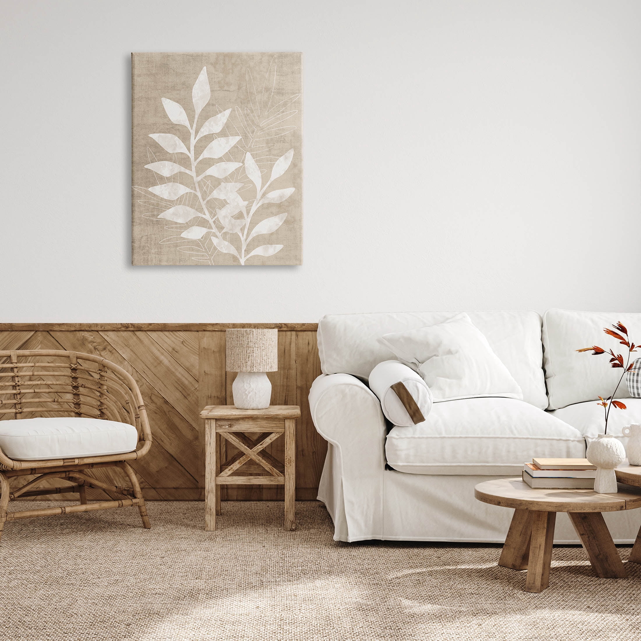 Stupell Industries Natural Neutral Botanical Leaves Graphic Art Gallery Wrapped Canvas Print Wall Art, Design by Natalie Carpentieri