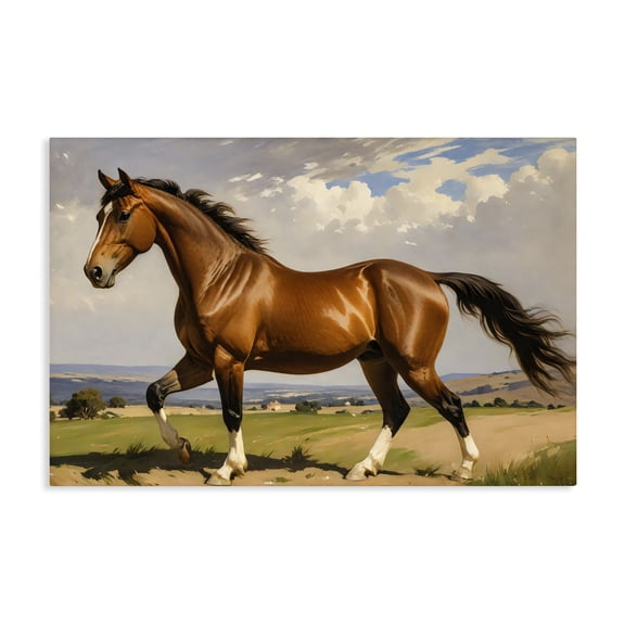 Stupell Industries Transitional Trotting Horse in Field Canvas Art, 24 x 16, by Creative Studio