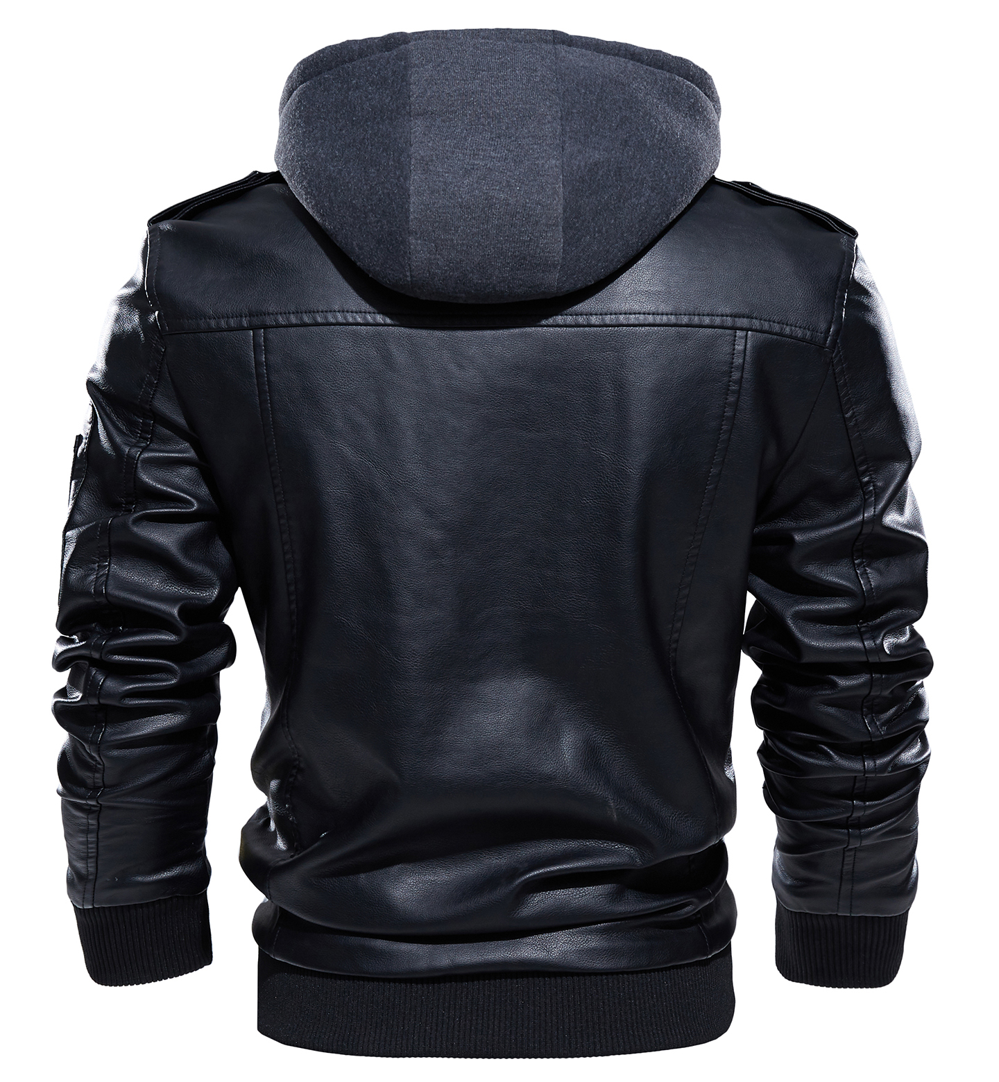 Men’s Casual Stand Collar PU Faux Leather Zip-Up Motorcycle Bomber ...