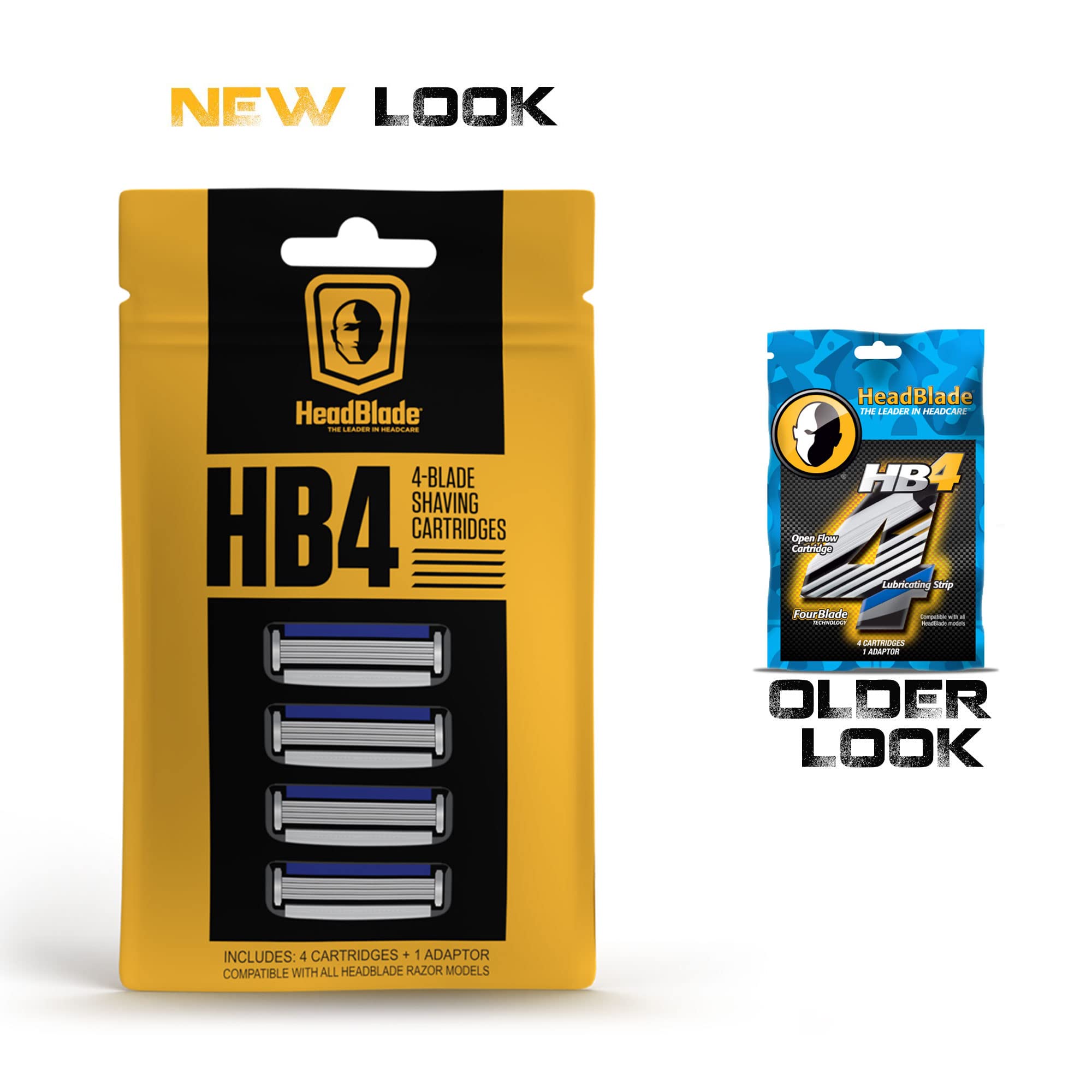 HeadBlade HB4 Refill Razor Blade Cartridges with Lubricating Strip, Four Blade Technology, 4 Count with 1 Adapter - image 2 of 6
