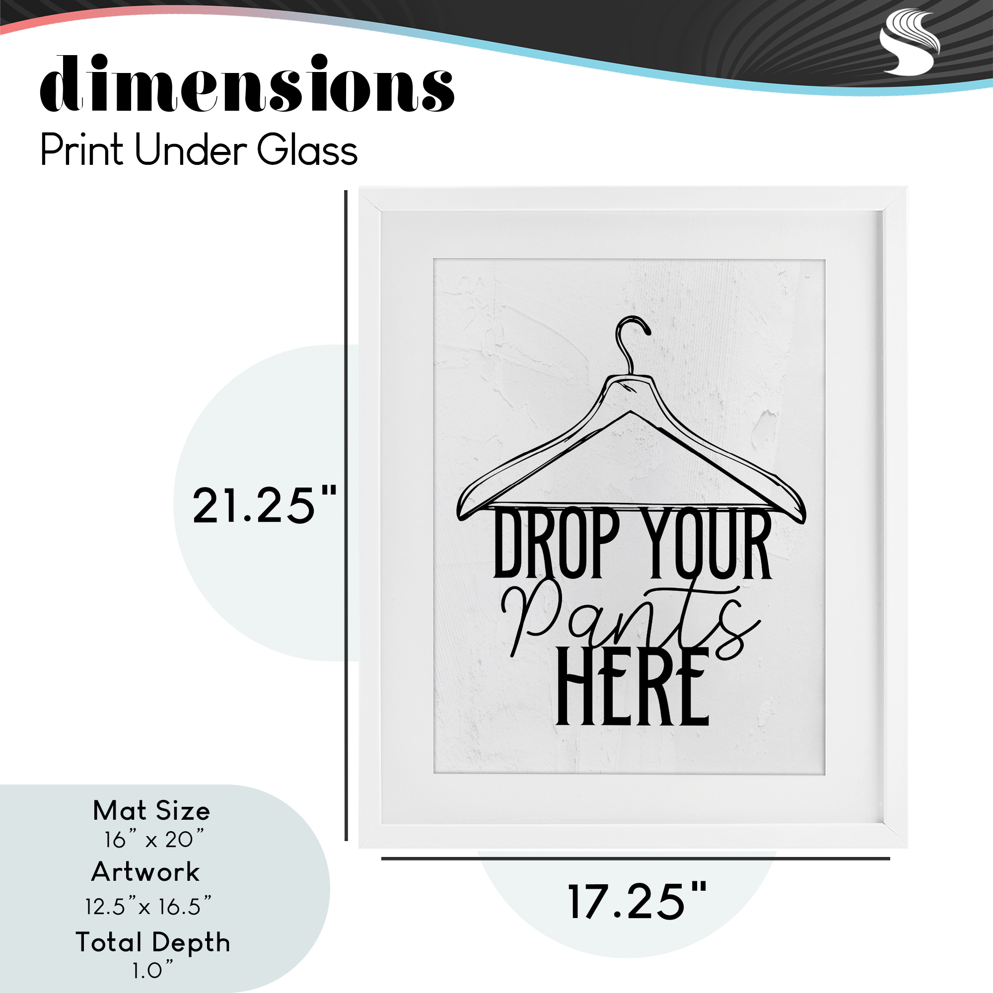 Drop Pants Here with Hanger White Framed Print Under Glass, design by Kim Allen