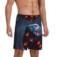 thumbnail image 2 of Balery Cosmic Red Sparkle Dice Pantalones cortos de pijama de punto de algodón para hombre con cinturilla y bolsillos-4X-Large, 2 of 6