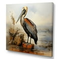 thumbnail image 2 of Designart "Retro Shoreline Pelican" Animals Wall Art - Modern Black Pelican Living Room Canvas Art, 2 of 6