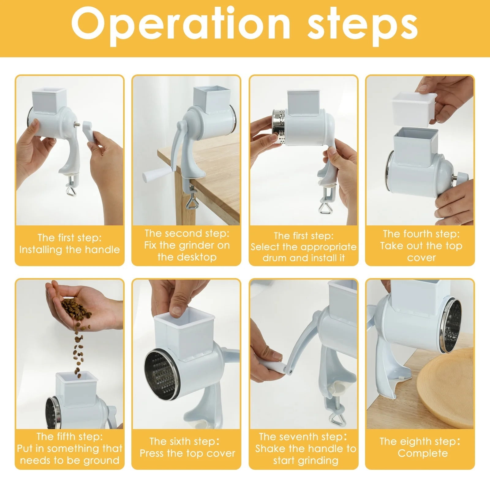 Manual Food Grinder Hand Grain Mill Grinder With Table Clamp Hand Crank Coffee Grinder For Wheat Coffee Spices Nuts Kitchen Acce