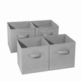 thumbnail image 1 of Juego de 4 cajas de almacenamiento plegables de tela con asas, cubos de almacenamiento y cajón organizador de tela para armario y juguetes., 1 of 5
