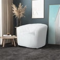 thumbnail image 3 of Farleigh Modern Living Room Round Back Soft Plush Fabric Swivel Chair in White, 3 of 6