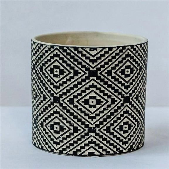 MDR Trading Inc. FP-CNP-140_Q01 Black And Cream With Aztec Pattern Planter