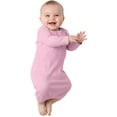thumbnail image 2 of COUVER Long Sleeve Ribbed Cotton Sleeper Layette Pink (Infant), 2 of 4