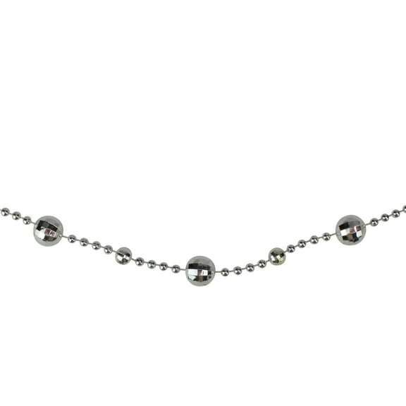 Northlight 15' Shiny Silver Mirrored Disco Ball Beaded Christmas Garland Unlit