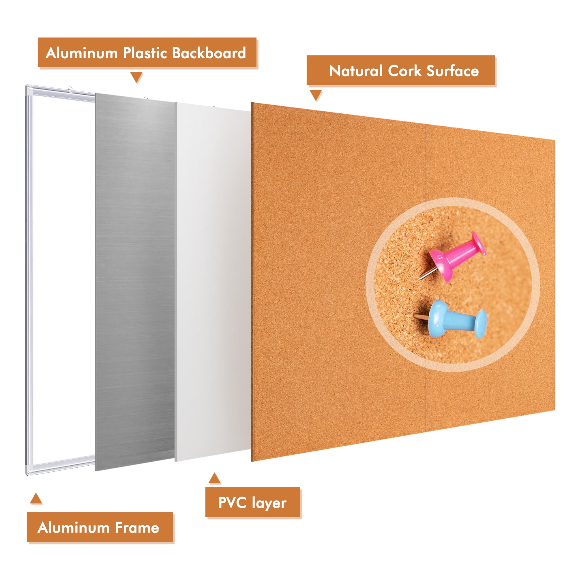 maxtek Large Cork Board 48 x 36 in, Bulletin Board for Walls, 4'x 3' Extra Aluminum Framed Corkboard, Foldable Wall Mounted Pin Memo Notice Cork Board for Office, Home Wall Display
