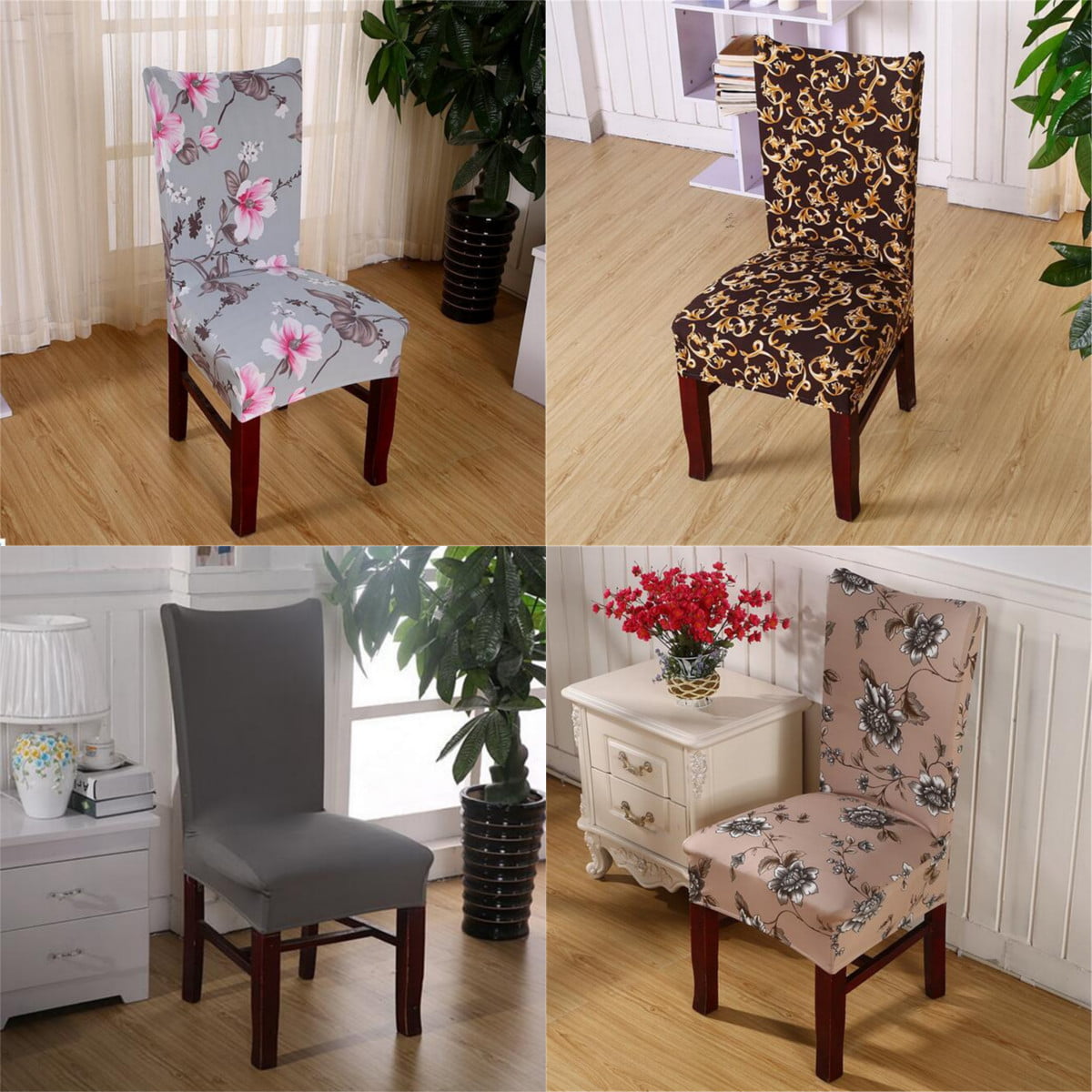 Removable Elastic Stretch Slipcovers Dining Room Chair Seat Cover Protector Deco 
