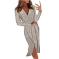 thumbnail image 1 of Vestidos Para Mujer Maxi Vestidos Casuales Otoño Cuello en V Bronceado Erógeno Manga Larga Vestido de Falda Media Vestido Ajustado Con Abertura Odeerbi  ODB139379, 1 of 7