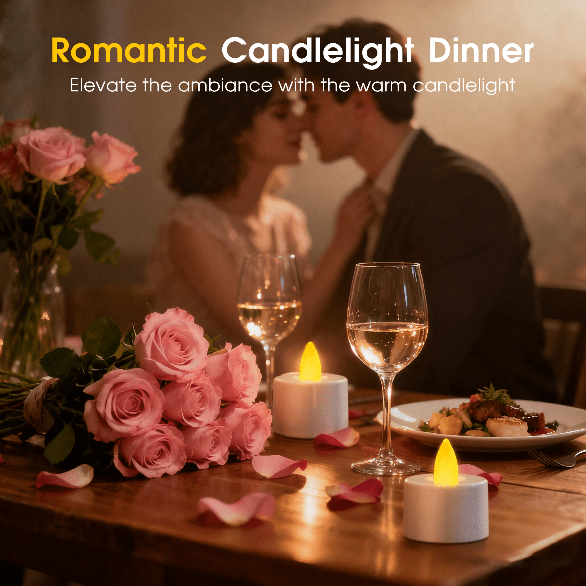 Flameless Candles, 12 Pack Rechargeable LED Lights with Remote Control & Charging Base Home Birthday Party Decorations