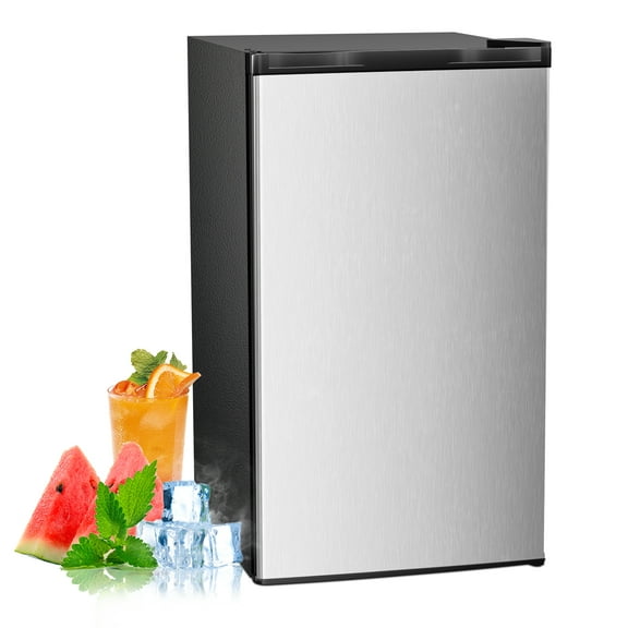 WAA 3.2 Cu.ft Compact Mini Fridge with Freezer - Reversible Single Door,Adjustable Thermostat,Low Noise,Energy Efficient,Suitable for Office/Dorm/Bedroom/Apartment