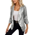 thumbnail image 4 of QHFBli Women Sequin Jacket Glitter Sparkle Open Front Casual Long Sleeve Blazer Coat, 4 of 9