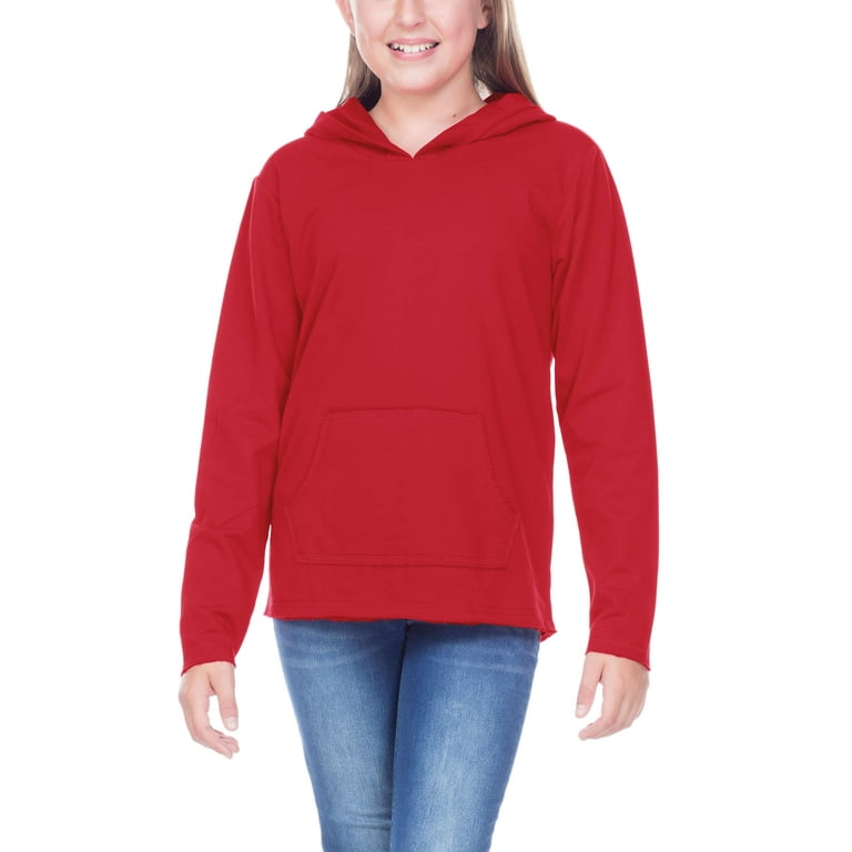 Kavio Youth Girl's French Terry Raw Edge Long Sleeve Hoodie w