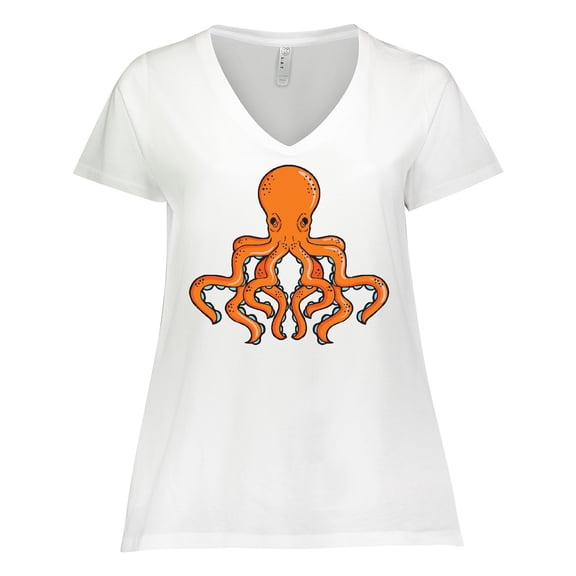 Inktastic Orange Octopus Women's Plus Size V-Neck T-Shirt