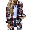 thumbnail image 1 of Veste Surchemise à Manches Longues pour Filles et Femmes, à Carreaux, Boutonnée, Décontractée, Surdimensionnée avec Poche, 1 of 6