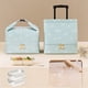 thumbnail image 5 of Bolsa de almuerzo aislante de gran capacidad | Caja reutilizable para almuerzo Papel de aluminio a prueba de fugas | Poliéster de doble capa | 13,18"x9,05"x5,51" Azul claro, Rosa, Beige | Separación, 5 of 6