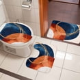 thumbnail image 4 of Navy Blue Burnt Orange Bath Mat 3 Piece Bathroom Rug Set, Boho Art Modern Geometric Non Slip Bath Rug Contour Mat and Toilet Lid Cover, Absorbent Shower Mats Soft Bath Rugs and Mats Sets, 4 of 8