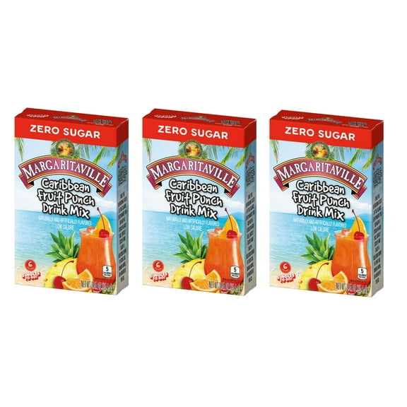 Margaritaville Caribbean Fruit Punch Drink Mix - Pack Of 3-6 Per Box - 18 Total Servings - Singles To Go - Low Calorie Powdered Drink Mix - Just Add Water