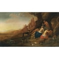 thumbnail image 2 of Bartholomeus Breenbergh 18x12 Black Ornate Wood Framed Double Matted Museum Art Print Titled - Diana and Her Nymphs Resting After a Hunt with Two Satyrs Spying on Them, 2 of 5