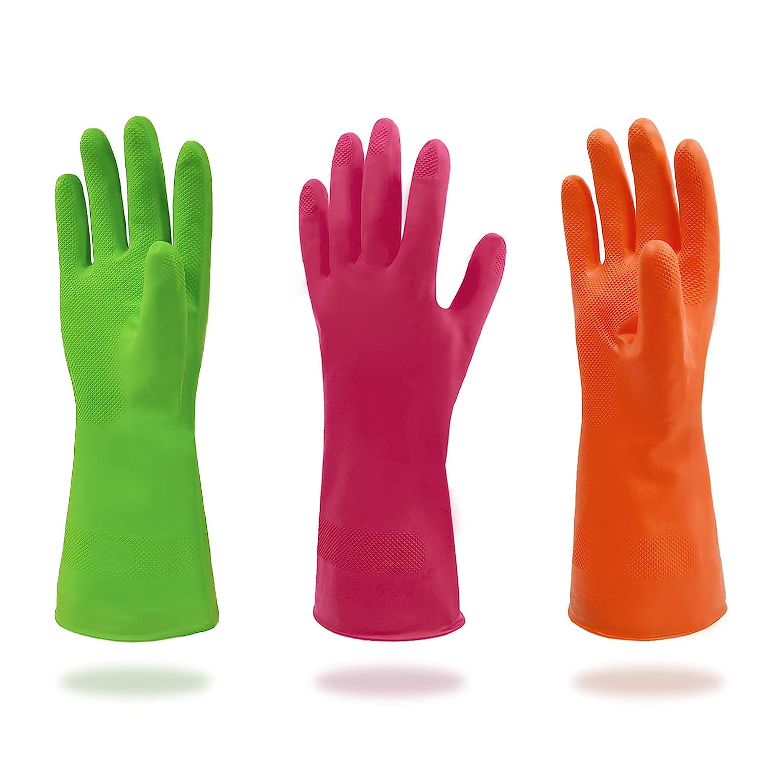 Holzlrgus Synthetic Rubber Gloves, Medium Size, 11.8 Inches, 3 Pairs 3