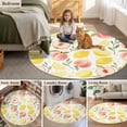thumbnail image 5 of Summer Fruit Round Area Rug 8Ft Washable Large Circle Rugs for Living Room Dorm, Spring Botanical Lemon Peach Non-Slip Carpet Floor Mats Indoor Outdoor Carpet Runner Aesthetic Home Decor, 5 of 8