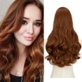 thumbnail image 1 of SARLA Extensiones de cabello con clip en U, pelo sintético largo, ondulado, rizado, grueso, cabeza completa para mujer, color castaño claro, 24 pulgadas, 1 of 5