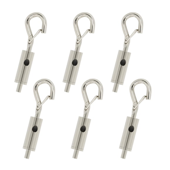 YQL Portable Hook & Eye Turnbuckle Tension for 1/16-3/32 Galvanized /304/316 Stainless Steel Cable Guide Wire Rope light hanging Suspension Accessories Pack-6