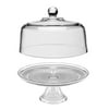 Mainstays Clear Glass Cake Set, 13-inch Cake Plate on Stand and 11.5-inch Dome.