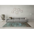 thumbnail image 3 of Ahgly Company Indoor Square Oriental Light Blue Industrial Area Rugs, 3' Square, 3 of 4