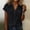 *Black, variant on ClodeEU Women's Linen Blend V Neck Short Sleeve Shirt ,Solid Color Casual Blouse with Pocket Khaki,Womens Plus S