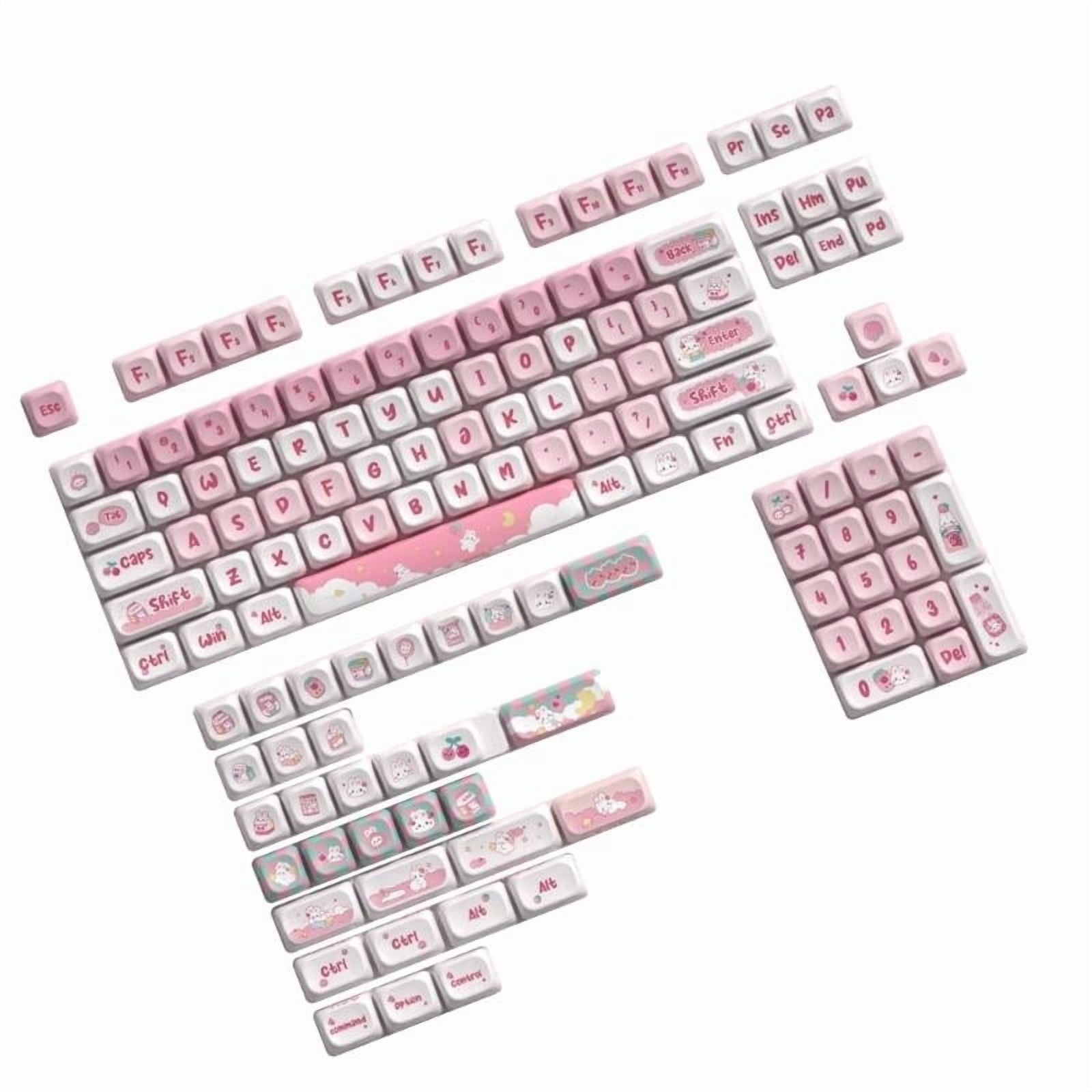 138 Keys MOT Profile Snack Bunny PBT Keycaps Heat Sublimated for 61/84/87/104 Gaming Mechanical Keyboard Switches