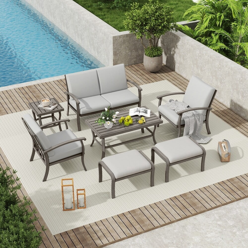 Outdoor Patio Coffee Table, Aluminum Rectangle Table, Weather-Resistant Center Table for Garden, Balcony, Backyard