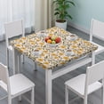 thumbnail image 3 of Yellow Green Leaf Flower Pattern Square Fitted Tablecloth with Elastic Edge,Square Table Cover,Washable Elastic Table Cover for Home Kitchen Party Decor 34"x34", 3 of 6