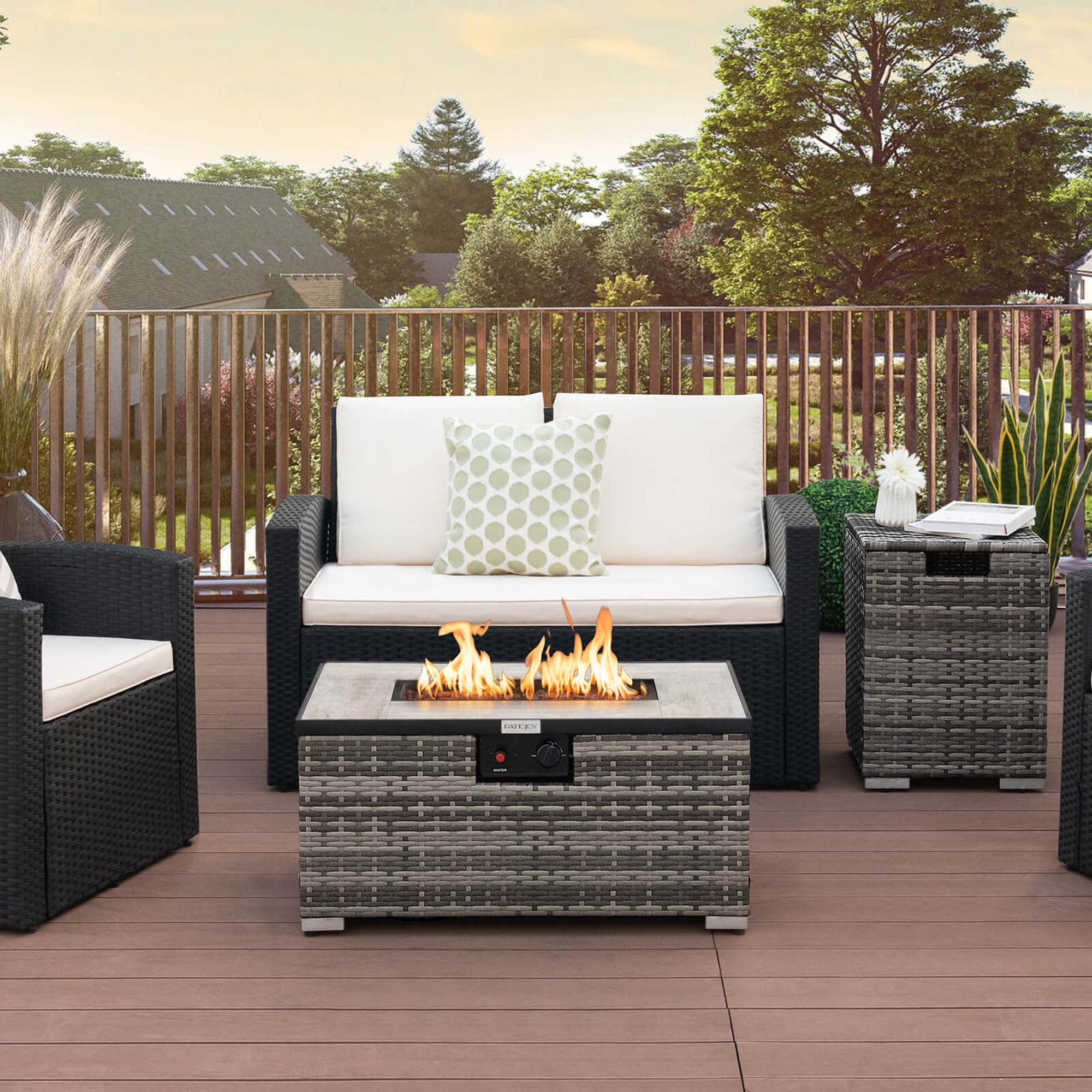 Costway 32" x 20" 40,000 BTU Propane Fire Pit Table with Tank Holder and PVC Cover