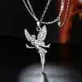 thumbnail image 5 of QQTDFG Rose Gold Platinum Plated Necklace Pendant Tinkerbell Wings Fairy 20" B333-Platinum, 5 of 7