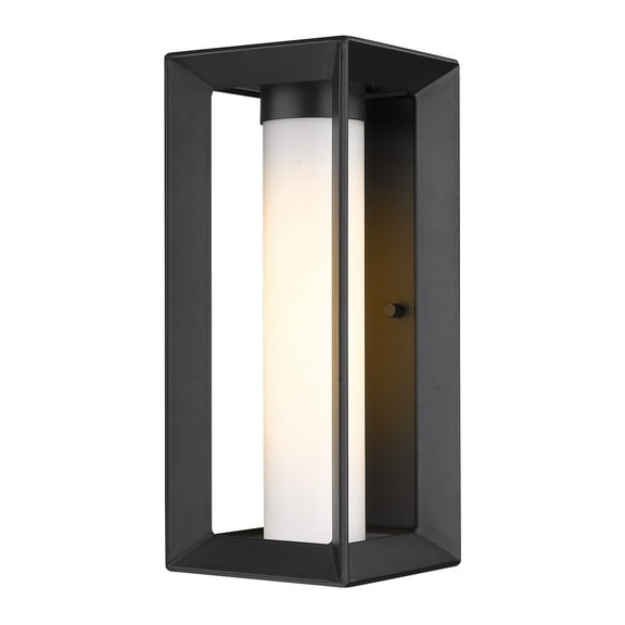 Golden Lighting Smyth Outdoor Medium Wall Sconce in Natural Black/Opal Glass