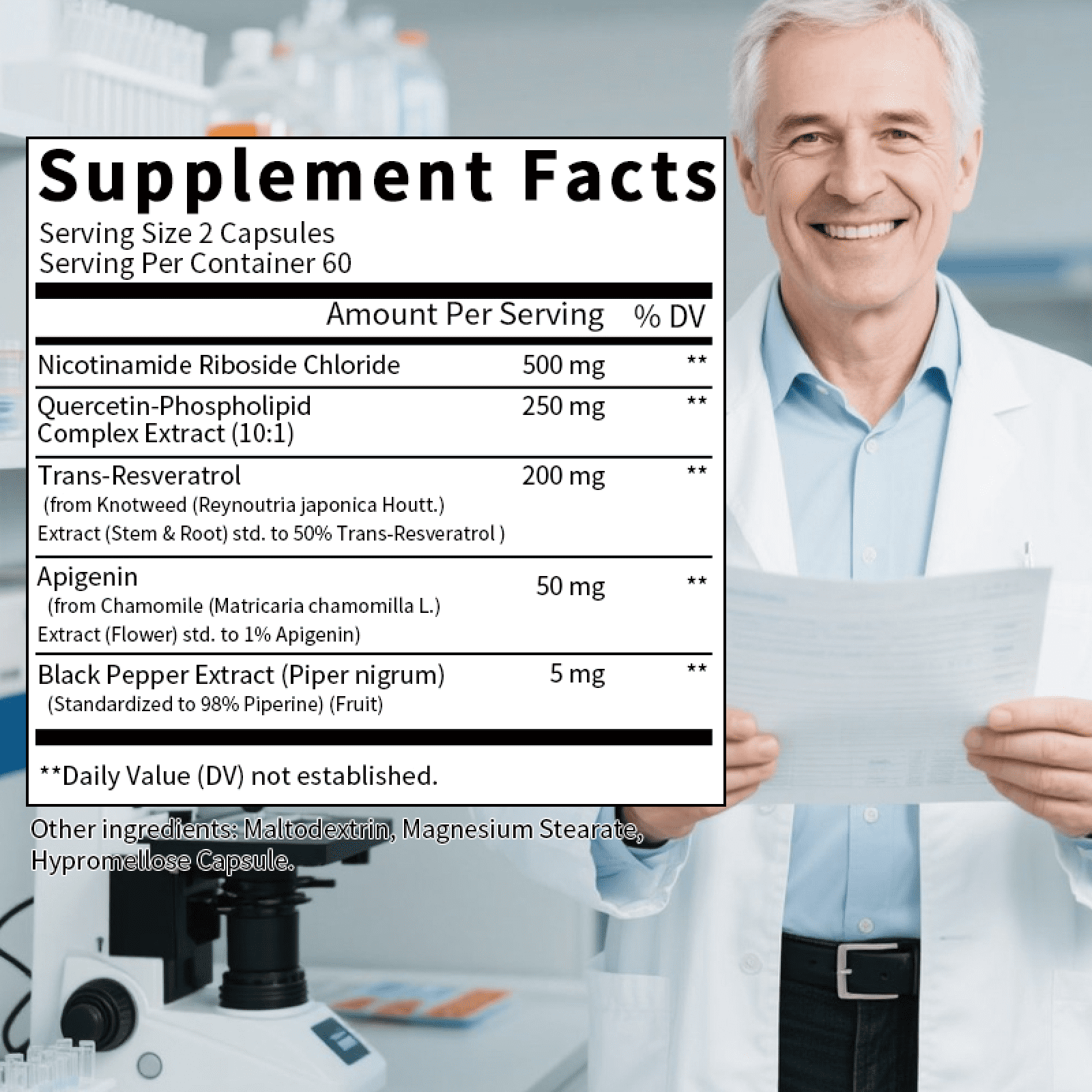 (2 Pack)NAD+ Nicotinamide Riboside Supplement, Resveratrol Boosting Supplement,90 Capsule