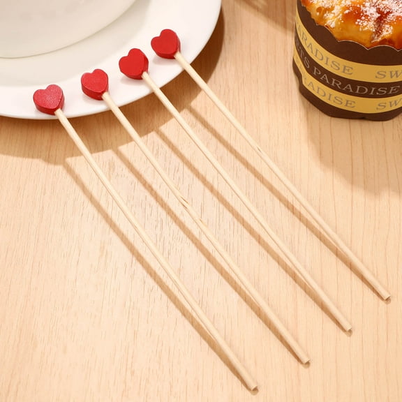 STOBOK Wooden Coffee Stirrers with Heart Design for Home Use Perfect for Stirring Coffee Honey Syrup and More 100 Pcs