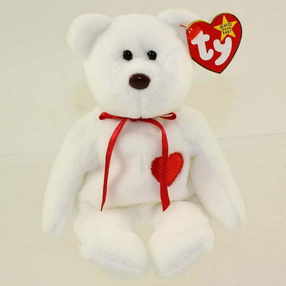 TY Beanie Baby - VALENTINO the BEAR (PE Pellets Tush Tag & Spelling Error) MWMT's