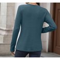 thumbnail image 7 of Women’s Long-Sleeve Henley Top Soft Knit Button Pullover Casual Loose Fit Neck Lightweight Tunic Blouse Basic Tees Fall Sweaters, 7 of 7