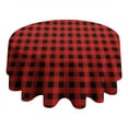 thumbnail image 4 of Red Black Plaid Checkered Pattern Round Tablecloth 60"x60",Wrinkle Wipeable Table Cloth for Kitchen Dining Room Picnic Patio Party, 4 of 6