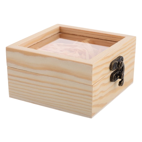 Shisuyan Small Wooden Box With Shredded Paper Blank Bracelet Box Watch Case Trinket Box Treasure Box Unfinished Wood Box For Diy Crafts Storing Jewelry Keys Watches