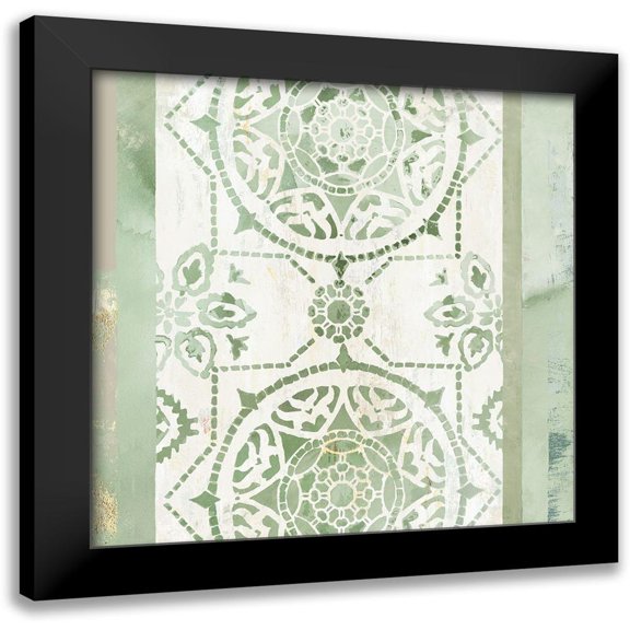 Reeves, Tom 12x12 Black Modern Framed Museum Art Print Titled - Olive Green Pattern