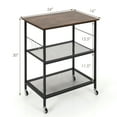 thumbnail image 2 of Gymax 3-Tier Kitchen Serving Cart Utility Standing Microwave Rack w/ Hooks, 2 of 10