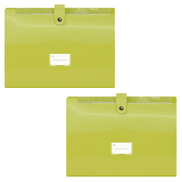 FloreceBien - Carpeta de archivo expandible de plástico con 9 bolsillos, paquete de 2, carpeta organizadora, color verde