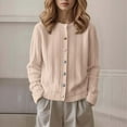 thumbnail image 3 of Kureaily Round Neck Colorful Button Knitted Cardigan Sweater Open Front Long Sleeve Casual Outwear Cozy Lightweight Pullover Top For Daily Wear Button Down Cardigan, 3 of 5